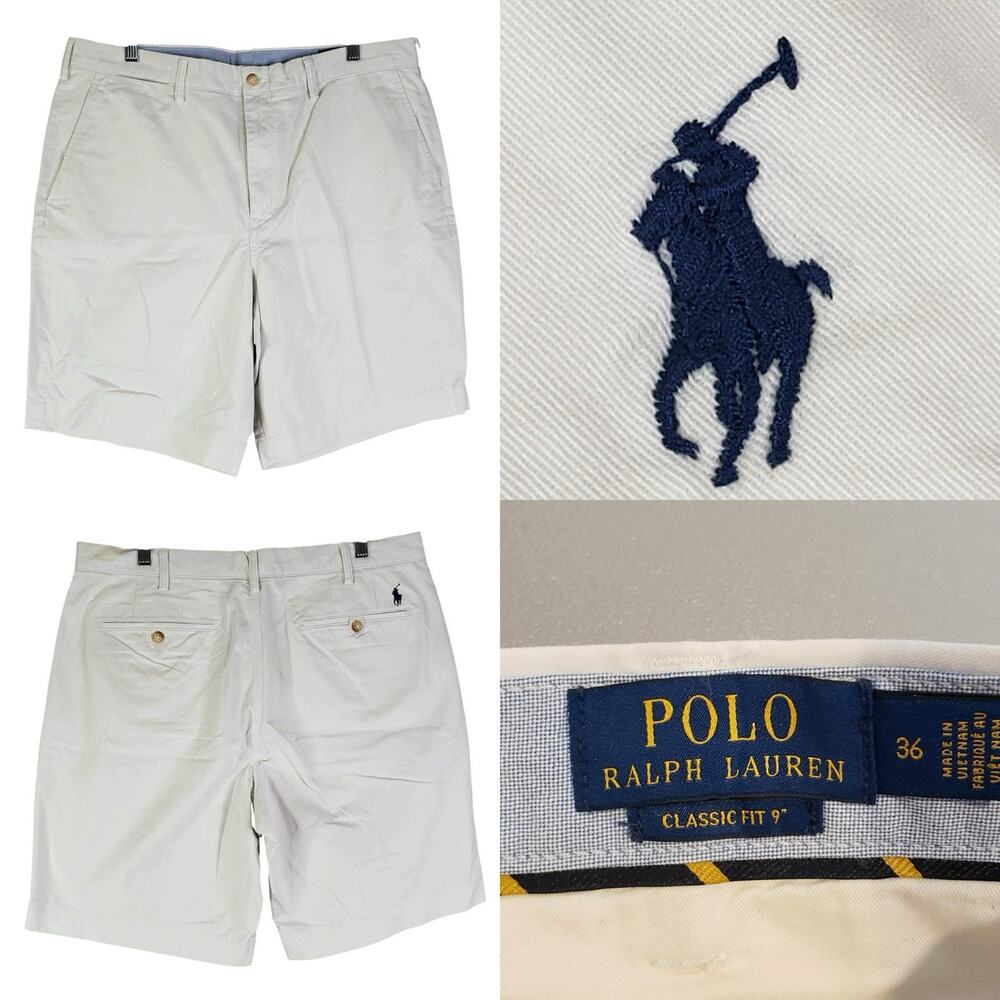 Polo Ralph Lauren Shorts Men’s Size 36 Flat Front Chino Light Beige Cotton